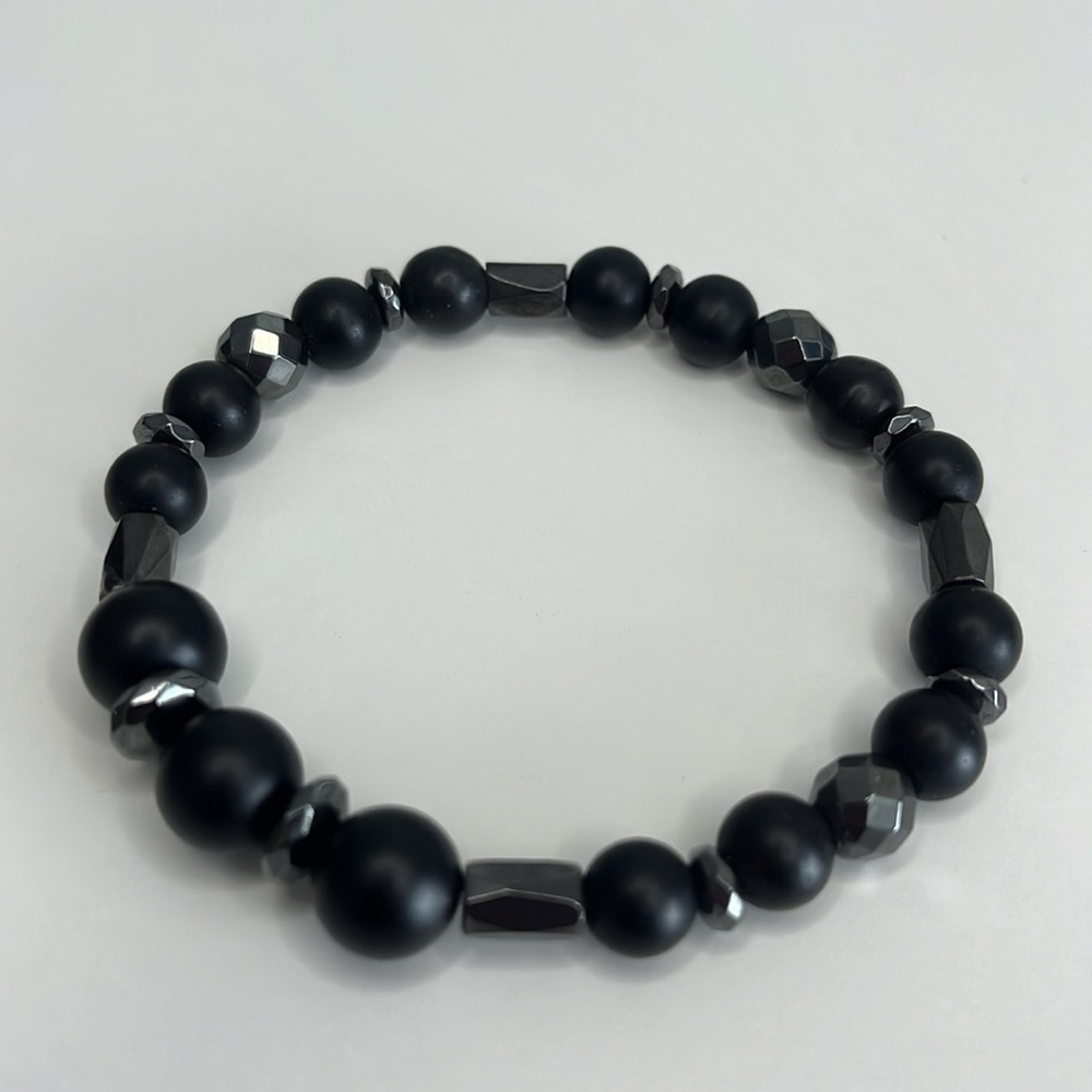 Handmade One of a Kind Black & Silver Beads Bracelet - Picture 2 of 3